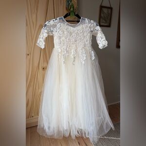 Elegant Cream Lace Kids Dress